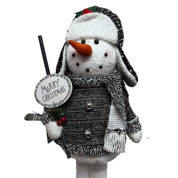 Christmas House Standing Skiing Snowman Merry Christmas Figure Decoration New - Picture 8 of 13